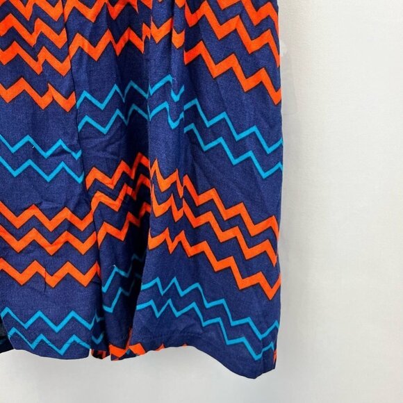 Rue21 Womens Romper Playsuit Blue Red Chevron Pleated Backless Short S New - Picture 8 of 11